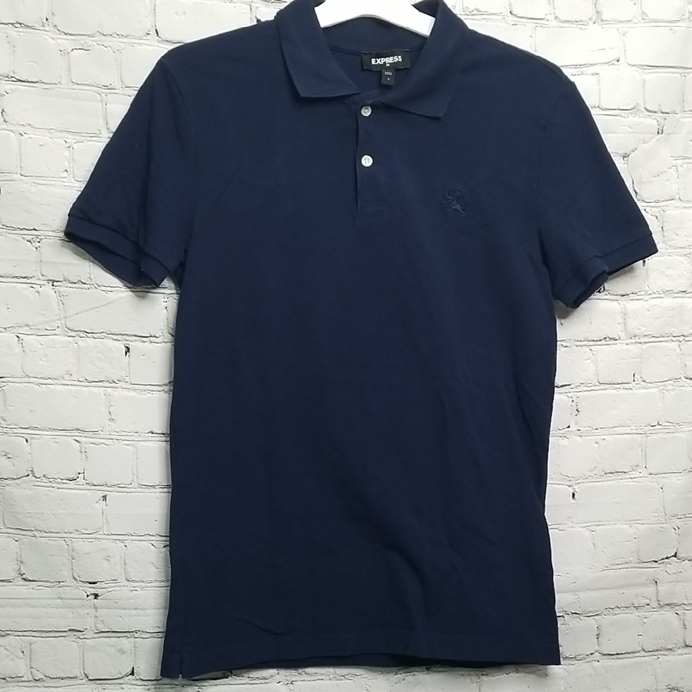 Express Navy Blue 100% Cotton Polo Shirt Small